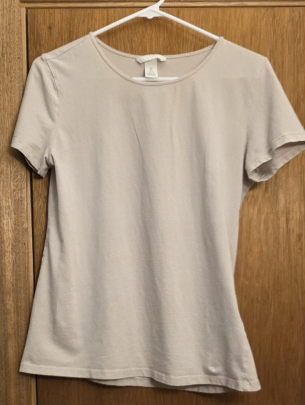 H&M Short-Sleeve Crewneck Top - Light Beige
